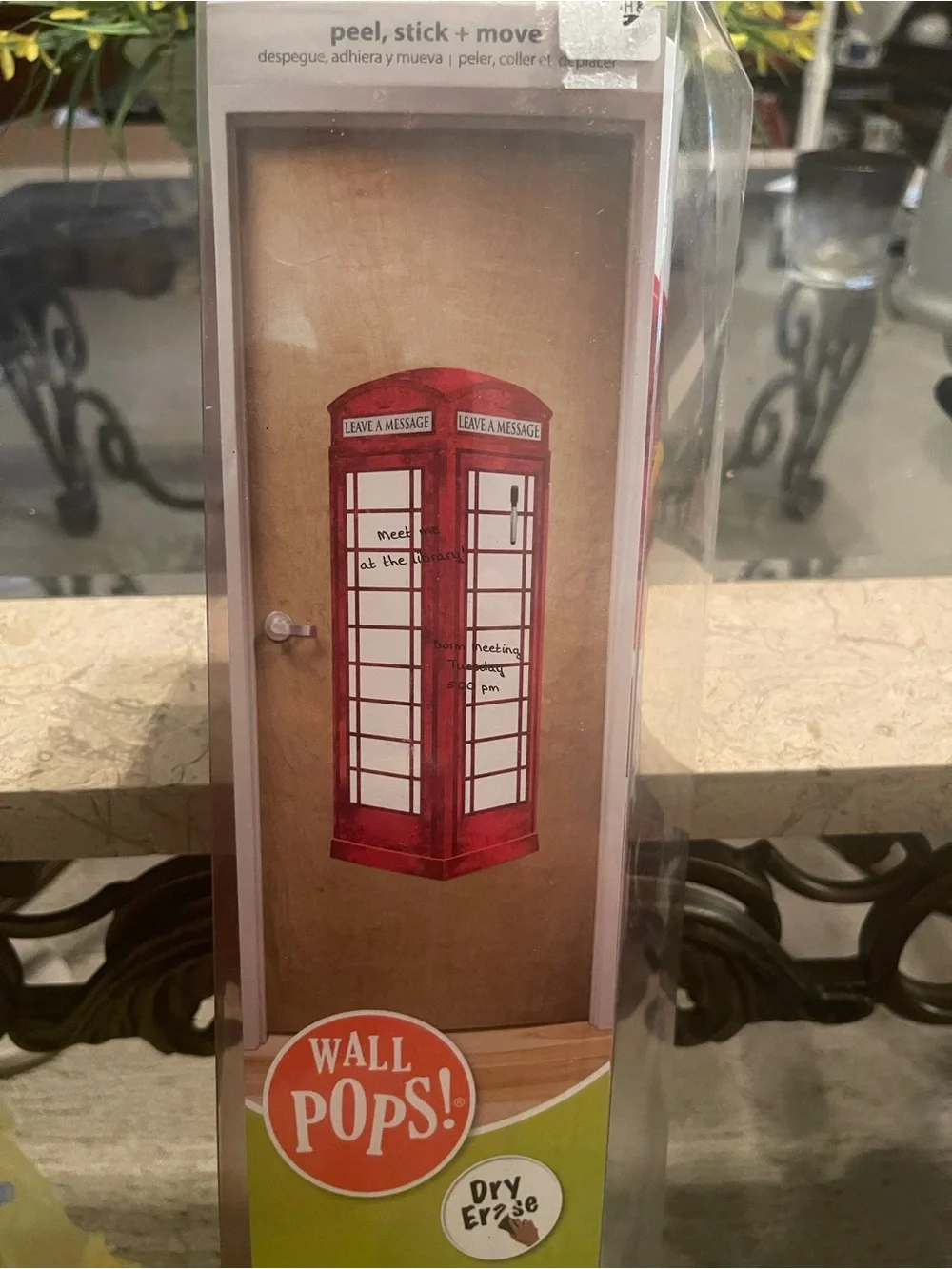 Red Phone Booth Peel & Stick Dry Erase Wall Decal